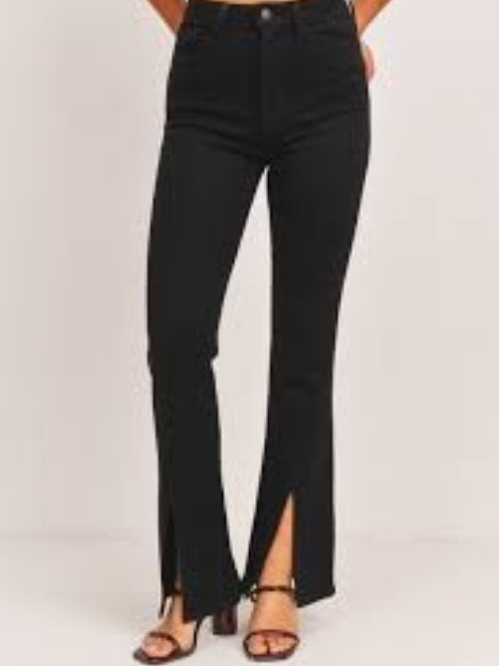 Azul by Moussy High Waist Split Front Hem Flare Jeans Black M